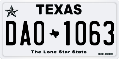 TX license plate DAO1063