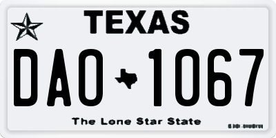 TX license plate DAO1067