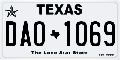 TX license plate DAO1069