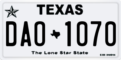 TX license plate DAO1070