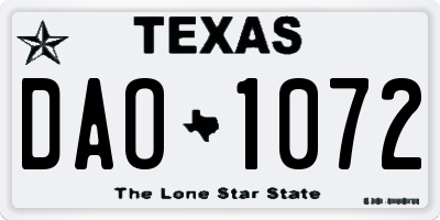 TX license plate DAO1072
