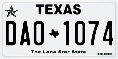 TX license plate DAO1074