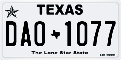 TX license plate DAO1077
