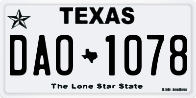 TX license plate DAO1078