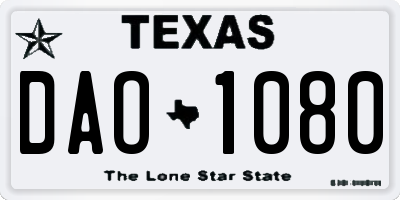 TX license plate DAO1080