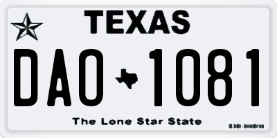 TX license plate DAO1081