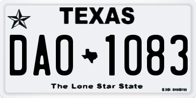TX license plate DAO1083