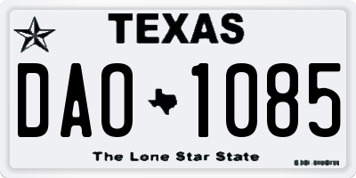 TX license plate DAO1085