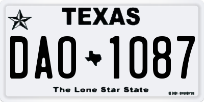 TX license plate DAO1087