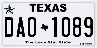 TX license plate DAO1089