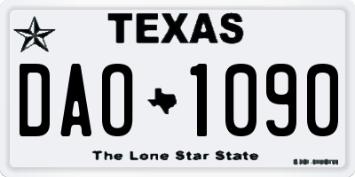 TX license plate DAO1090