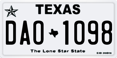 TX license plate DAO1098