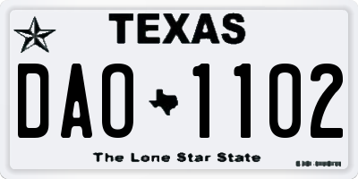 TX license plate DAO1102
