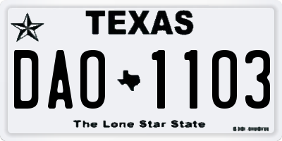 TX license plate DAO1103