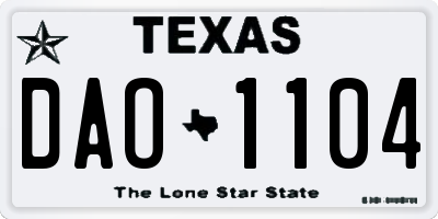 TX license plate DAO1104