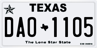 TX license plate DAO1105