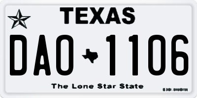 TX license plate DAO1106