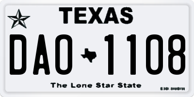 TX license plate DAO1108