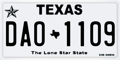 TX license plate DAO1109