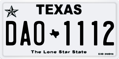 TX license plate DAO1112