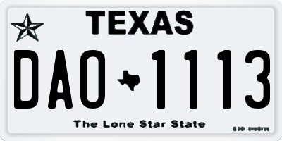 TX license plate DAO1113