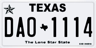 TX license plate DAO1114