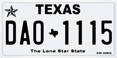 TX license plate DAO1115