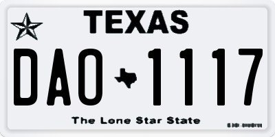 TX license plate DAO1117