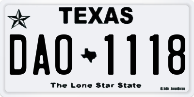 TX license plate DAO1118