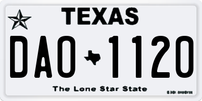 TX license plate DAO1120