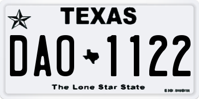 TX license plate DAO1122