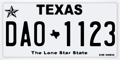 TX license plate DAO1123
