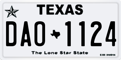 TX license plate DAO1124