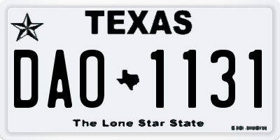TX license plate DAO1131