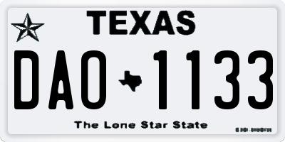 TX license plate DAO1133