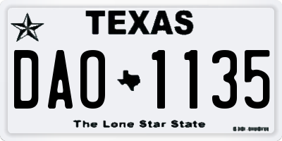 TX license plate DAO1135