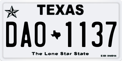 TX license plate DAO1137