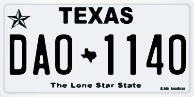 TX license plate DAO1140
