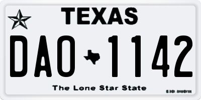 TX license plate DAO1142