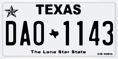TX license plate DAO1143