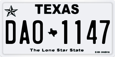 TX license plate DAO1147
