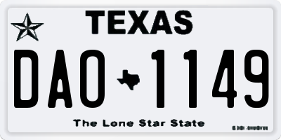 TX license plate DAO1149