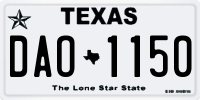 TX license plate DAO1150
