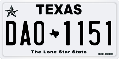 TX license plate DAO1151