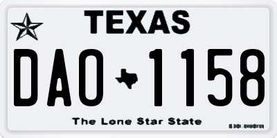 TX license plate DAO1158