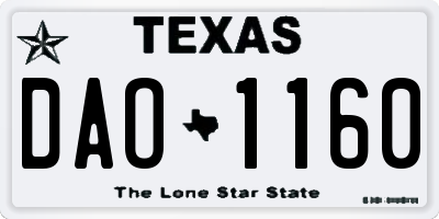 TX license plate DAO1160