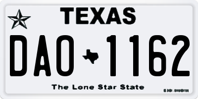 TX license plate DAO1162