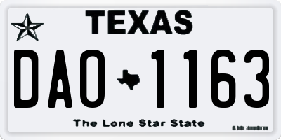 TX license plate DAO1163