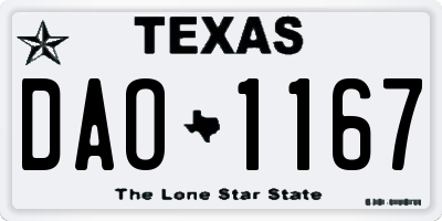 TX license plate DAO1167