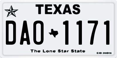 TX license plate DAO1171